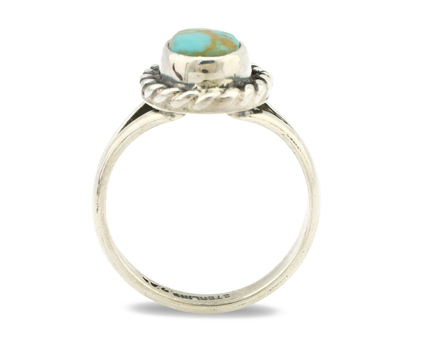 Navajo Ring .925 Silver Kingman Turquoise Artist Signed Gecko C.90's