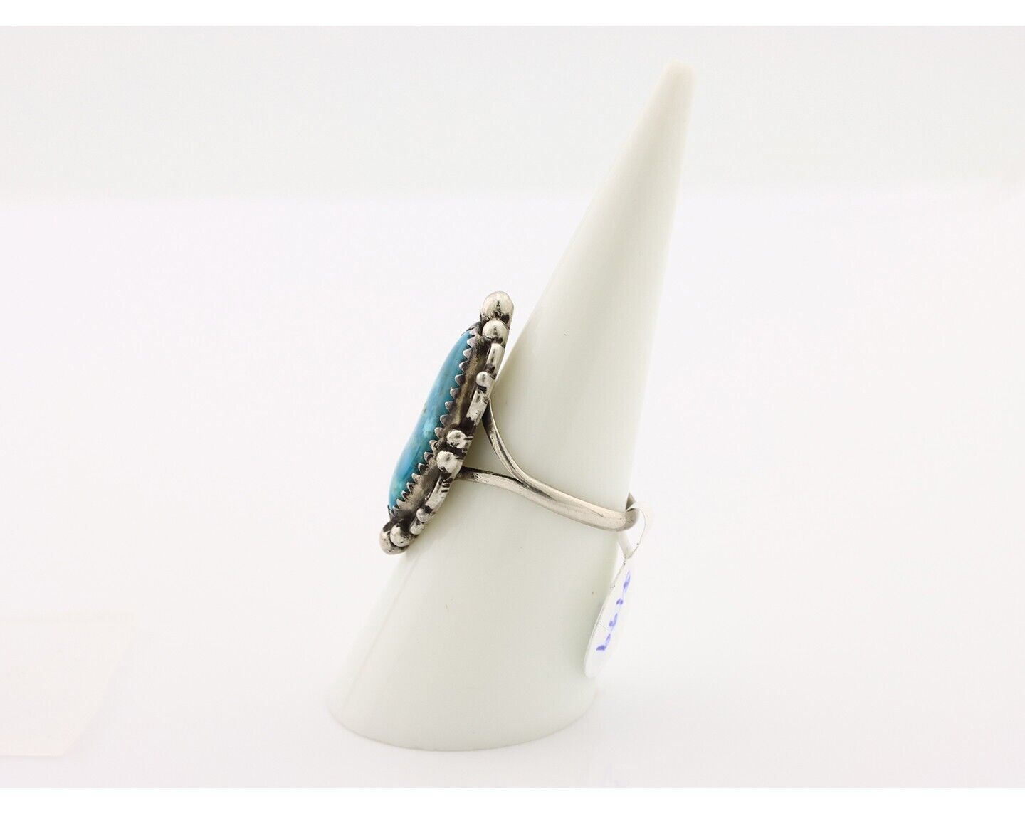 Navajo Ring 925 Silver Blue Gem Turquoise Artist Signed Billy Eagle C.80's