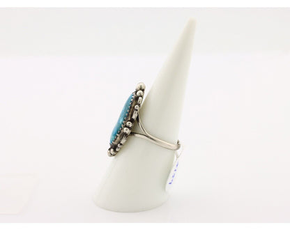 Navajo Ring 925 Silver Blue Gem Turquoise Artist Signed Billy Eagle C.80's