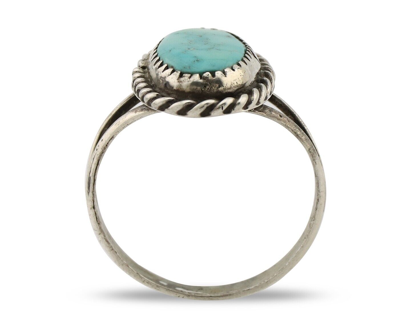 Navajo Handmade Ring 925 Silver Kingman Turquoise Artist Signed MC C.80's