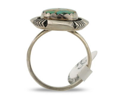 Navajo Ring .925 Silver Blue Gem Turquoise Native American Artist C.80's