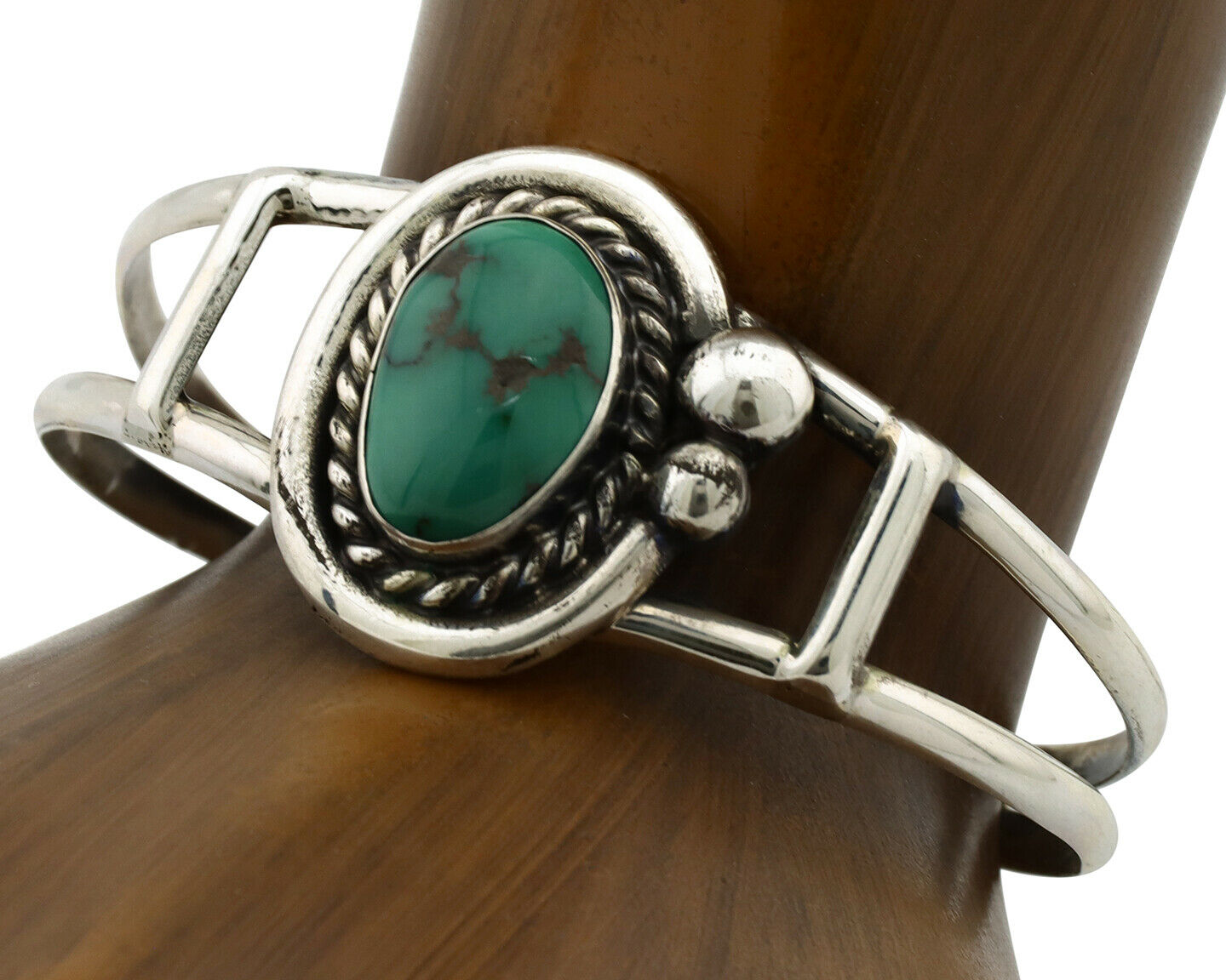 Navajo Bracelet .925 Silver Gober Turquoise Artist Signed C Montoya 80's