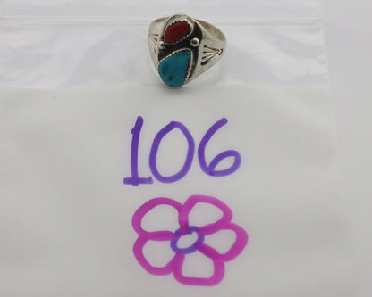 Zuni Ring .925 Silver Natural Blue Turquoise Native American Artist C.1980's