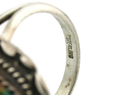 Navajo Ring .925 Silver Nevada Turquoise Native American Artist C.1980's