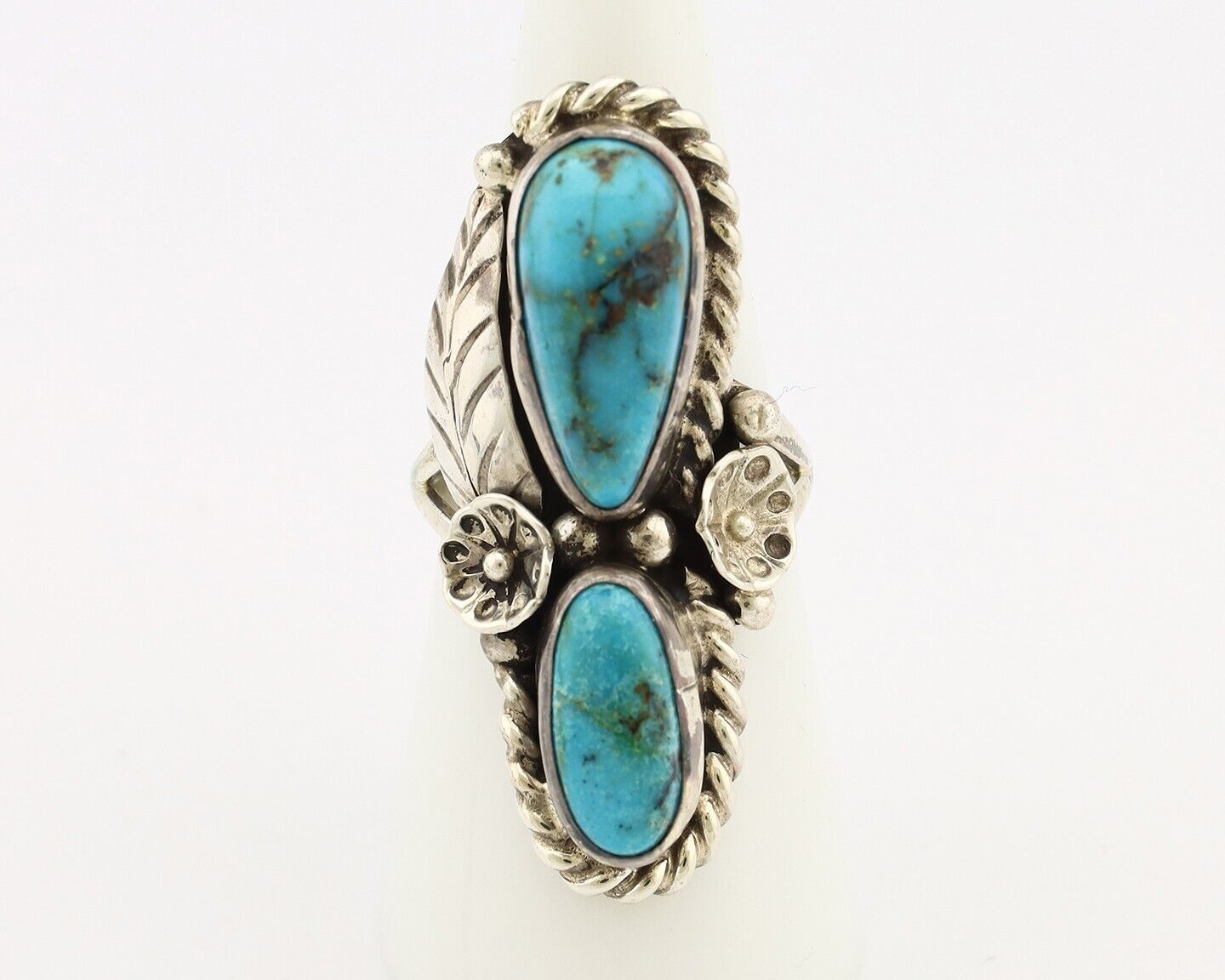 Navajo Handmade Ring 925 Silver Natural Blue Turquoise Native American C.80's