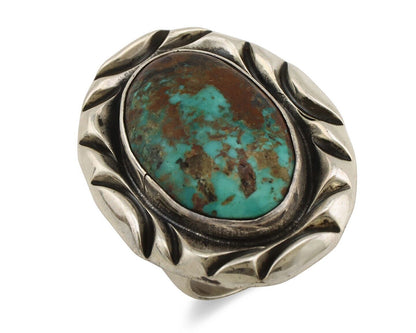Navajo Ring 925 Silver Kingman Turquoise Native Artist Signed C Montoya C.80's
