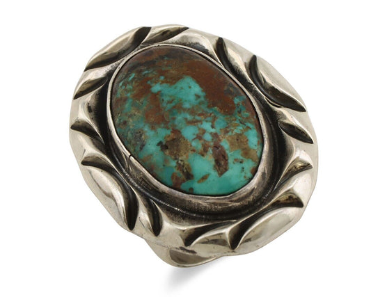 Navajo Ring 925 Silver Kingman Turquoise Native Artist Signed C Montoya C.80's