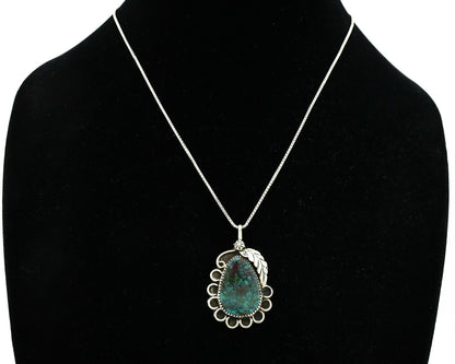 Navajo Necklace .925 Silver Nevada Black Turquoise Signed JR C.1980's