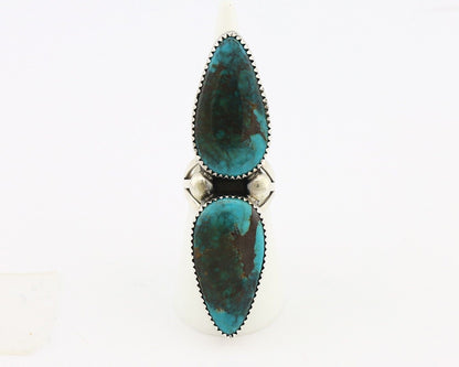 Navajo Ring 925 Silver Black & Blue Turquoise Artist Signed LTB C.80's
