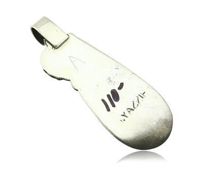Navajo Pendant .925 Silver Real Natural Pink Mussel Signed Yazzie C.80's