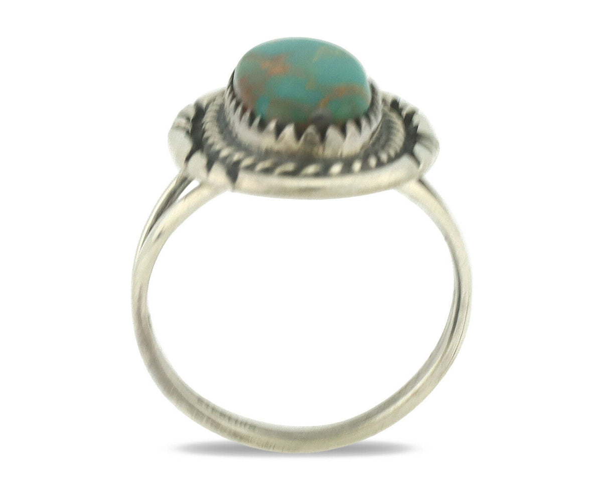 Navajo Ring .925 Silver Natural Turquoise Native American Artist C.1980's