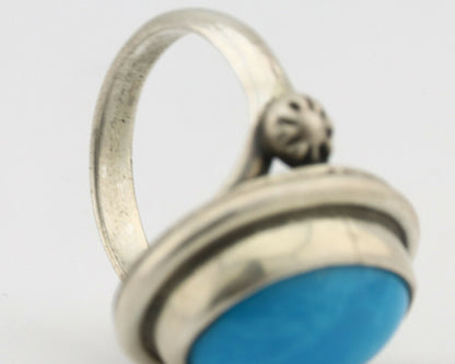 Navajo Ring .925 Silver Natural Blue Turquoise Native American Artist C.1980's
