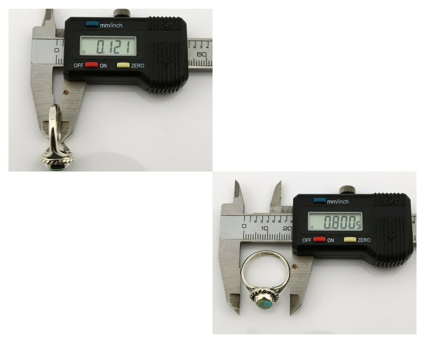 Navajo Ring .925 Silver Kingman Turquoise Artist Signed Gecko C.90's