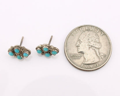 Zuni Earrings 925 Silver Sleeping Beauty Turquoise Native American Artist C.80's