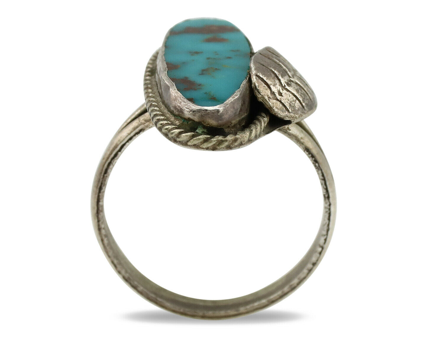 Navajo Ring .925 Silver Nevada Turquoise Native American Artist C.1980's