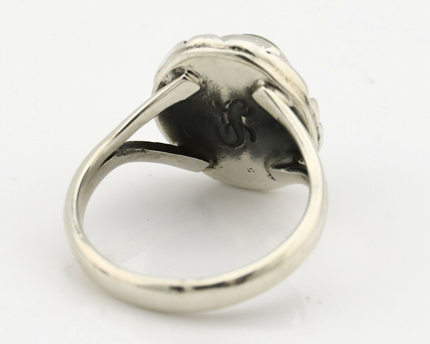 Navajo Ring .925 Silver Kingman Turquoise Artist Signed Gecko C.90's