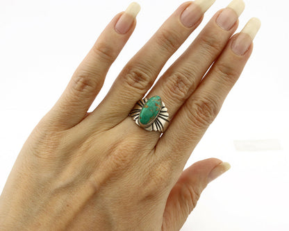 Navajo Ring .925 Silver Blue Green Arizona Turquoise Artist Signed Apache C.80's