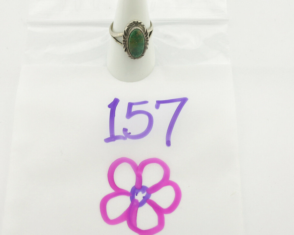 Navajo Ring .925 Silver Natural Turquoise Artist Signed Native American C.80's