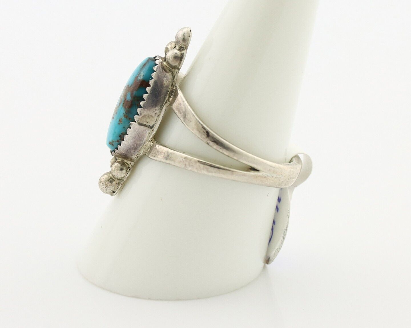 Navajo Ring .925 Silver Bisbee Turquoise Native American Artist C.80's
