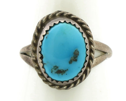 Navajo Ring .925 Silver Sleeping Beauty Turquoise Native Artist C.80's