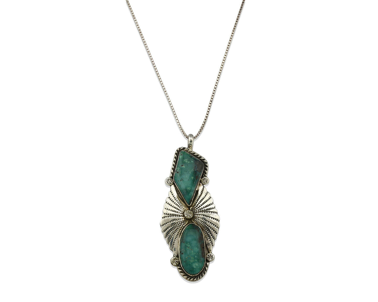 Navajo Nevada Turquoise Pendant .925 Silver Artist Signed M C.80's