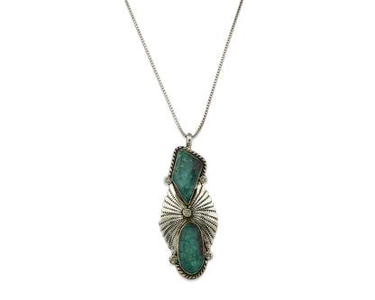 Navajo Nevada Turquoise Pendant .925 Silver Artist Signed M C.80's