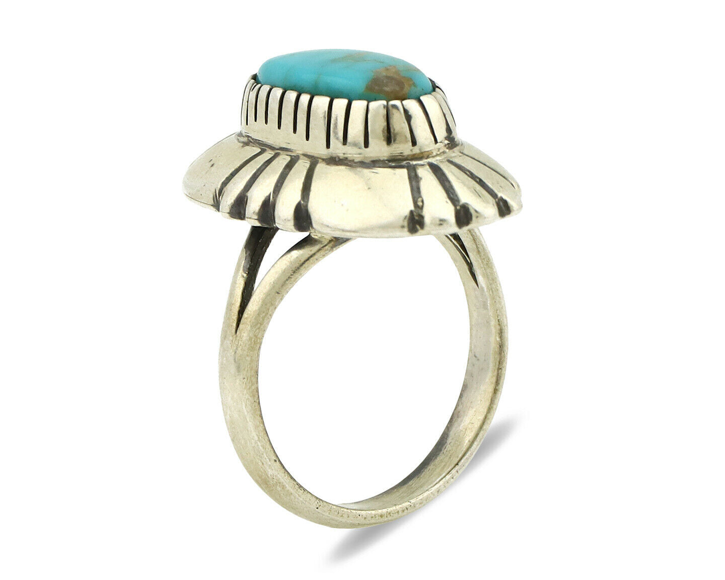 Navajo Ring .925 Silver Arizona Turquoise Signed M Montoya C.80's
