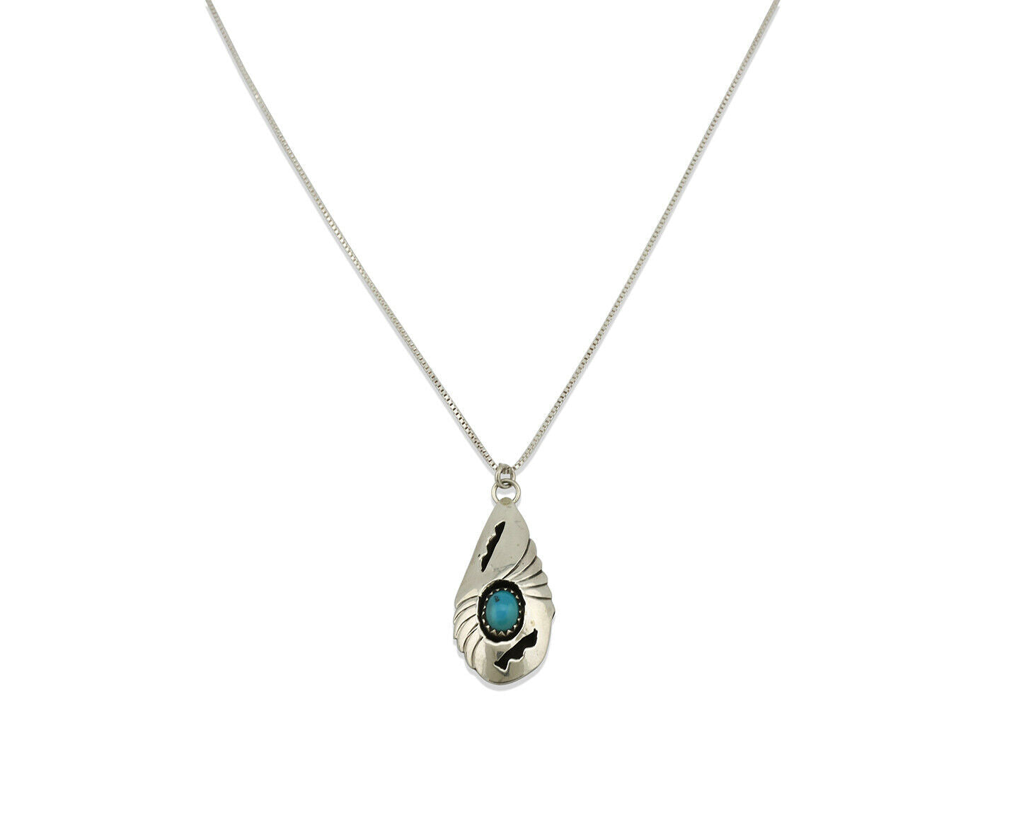 Navajo Pendant .925 Silver Blue Turquoise Native American C.80's