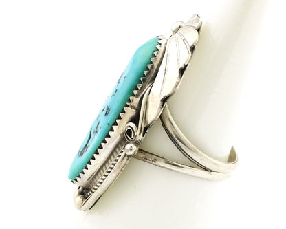 Navajo Inlay Band Ring 925 Silver Sleeping B Turquoise Signed Justin Morris C80s