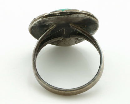 Navajo Ring .925 Silver Green Turquoise Native American Artist C.80's