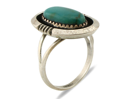 Navajo Ring .925 Silver Kingman Turquoise Native American Artist C.1980's