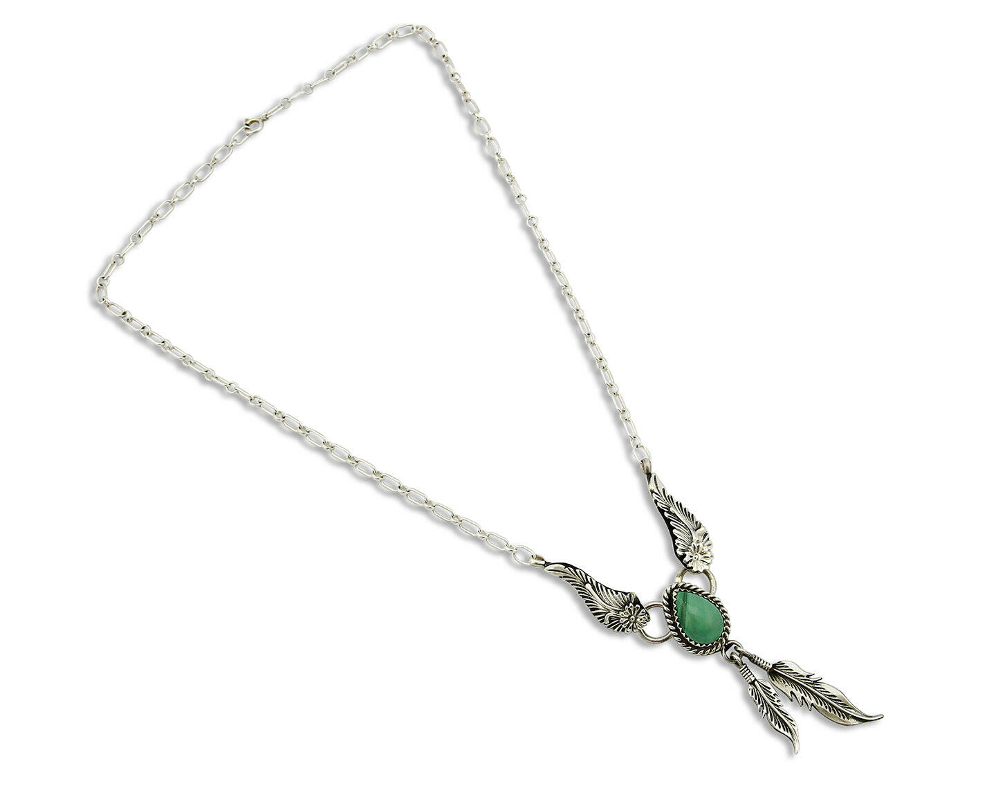 C. 1990 Navajo Handmade .925 Silver & Natural Malachite Necklace