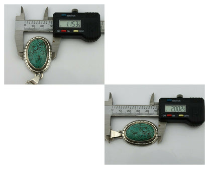 Navajo Pendant .925 Silver Spiderweb Turquoise Native American C.80's