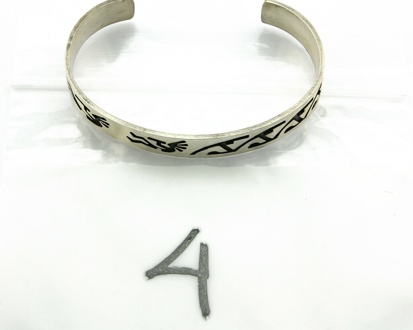 Navajo Bracelet Overlay Design .925 SOLID Sterling Silver Signed Artist SC C.80s