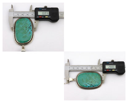 Navajo Necklace 925 Silver Natural Green Turquoise Native Artist Signed C.80's