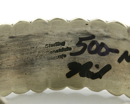 Navajo Bracelet .925 Silver Spiderweb Turquoise Artist Denetdale Circa 80's