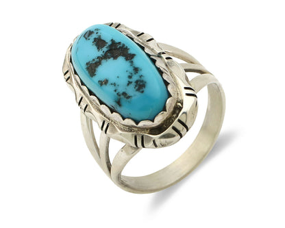 Navajo Ring .925 Silver Natural Blue Turquoise Native Artist C.80's