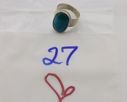 Navajo Ring .925 Silver Blue Turquoise Artist Signed C Montoya C.80's