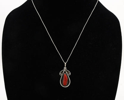 Navajo Necklace 925 Silver Red Medterranean Signed Josephine Rojas C.80's