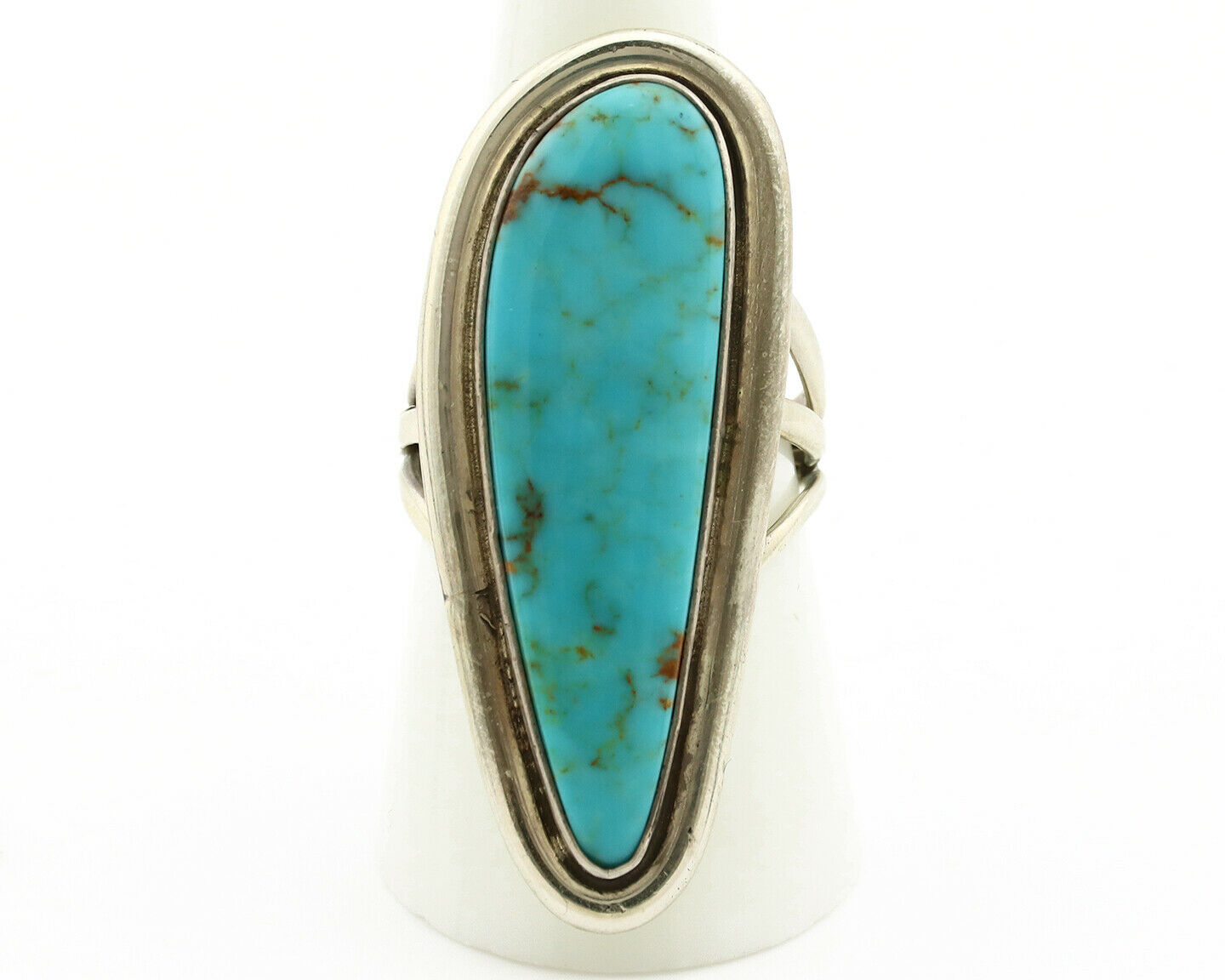 Navajo Ring .925 Silver Kingman Turquoise Signed Doug Zachary C.1980's