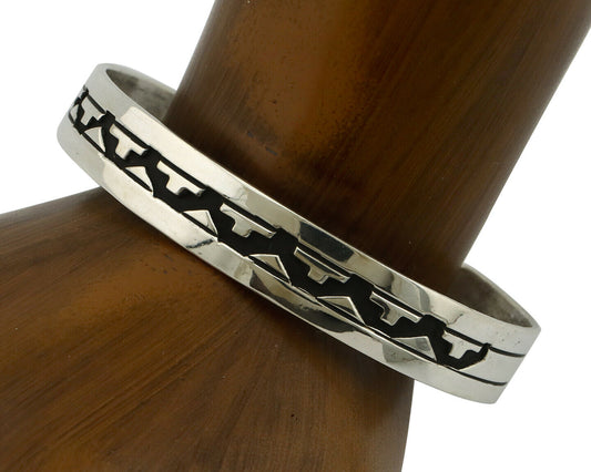 Navajo Bracelet .925 Silver Handmade Overlay Style Signed Tommy Billy Cuff C80s