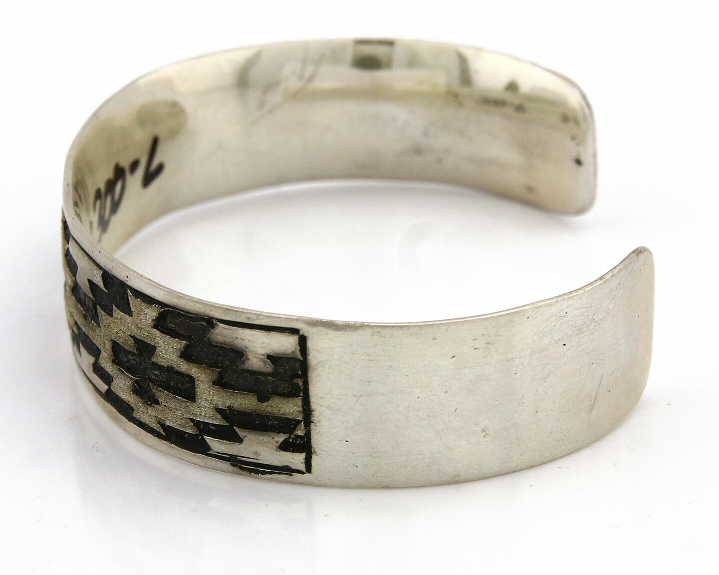 Navajo Bracelet .925 Silver Hand Stamped Artist Signed Kachina C.80's