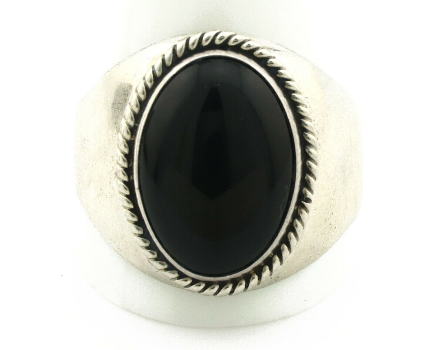 Navajo Ring .925 Silver Handmade Black Onyx Native American Artist C.80's
