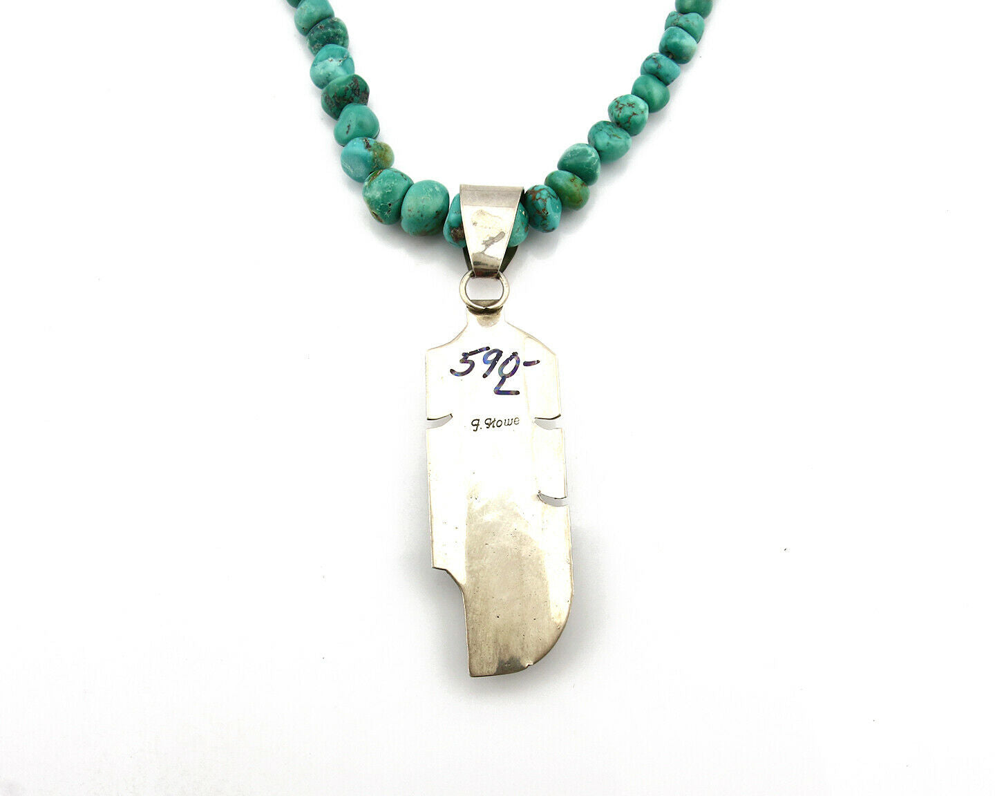 Women's Navajo Necklace .925 Silver Southwest Turquoise Signed J Howe C.80's