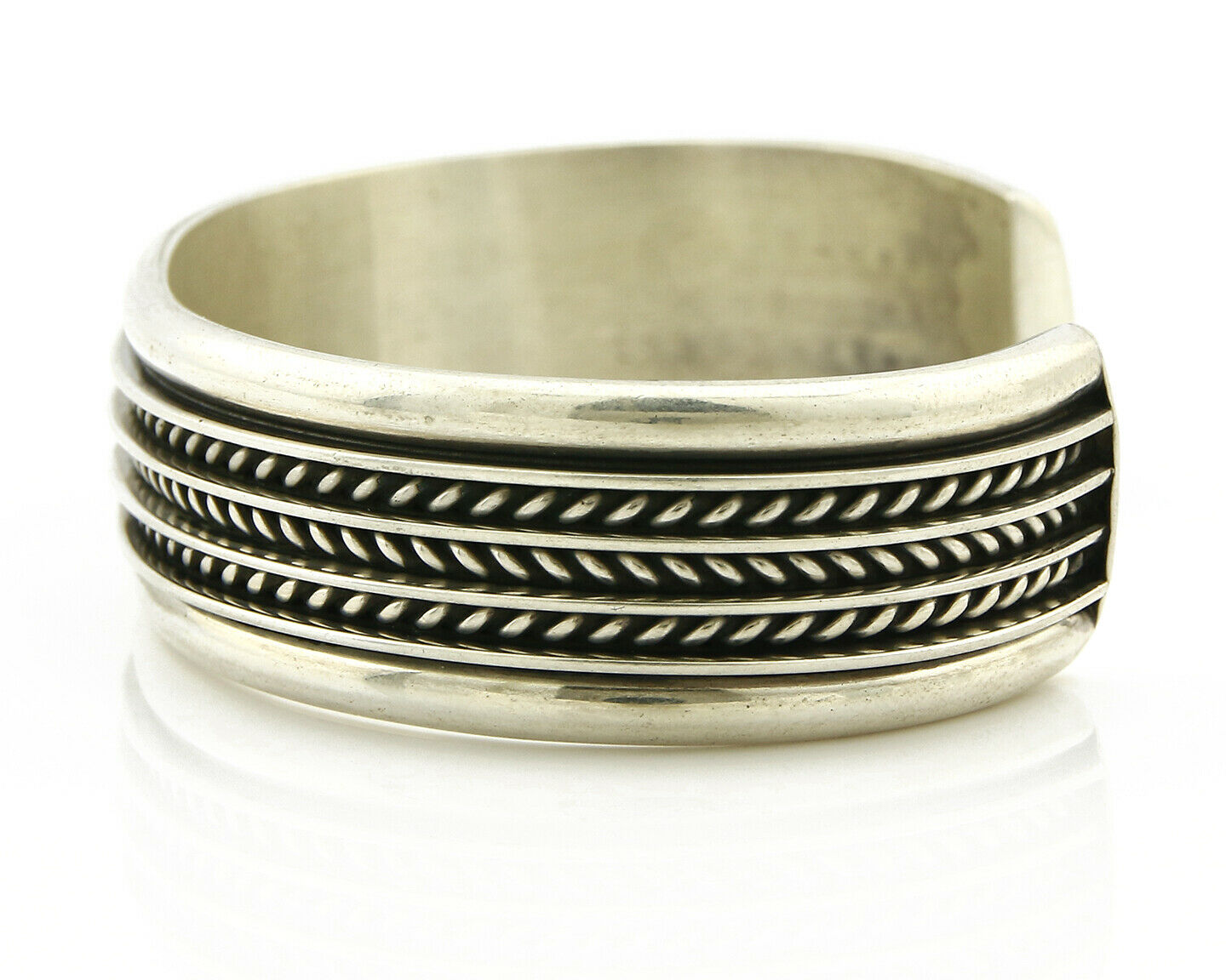 Navajo Bracelet .925 Silver SOLID Handmade Signed Artist Tom Hawk Circa 1980's