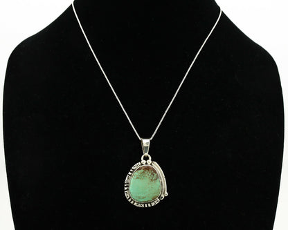 Navajo Necklace .925 Silver Kingman Turquoise Signed Tepee C.1980's