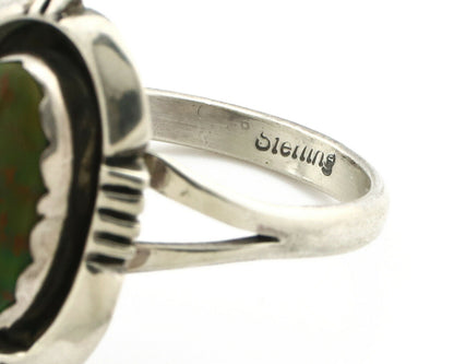 Navajo Ring .925 Silver Spiderweb Turquoise Handmade Native American Artist C80s