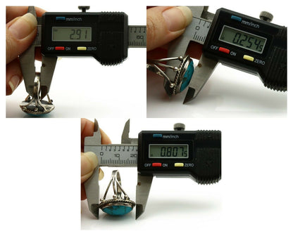 Navajo Ring .925 Silver Blue Turquoise Native American Artist C.1980's