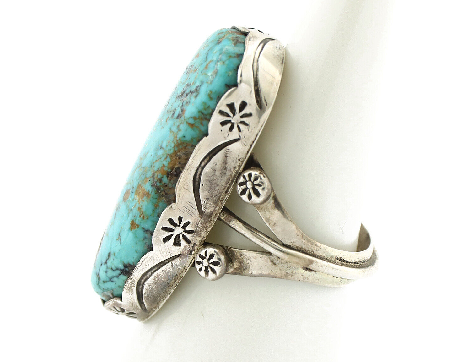 Navajo Ring 925 Silver Natural Blue Turquoise Native American Artist C.1980's