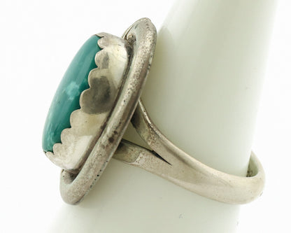 Navajo Ring .925 Silver Natural Aqua Turquoise Native American Artist C.1980's